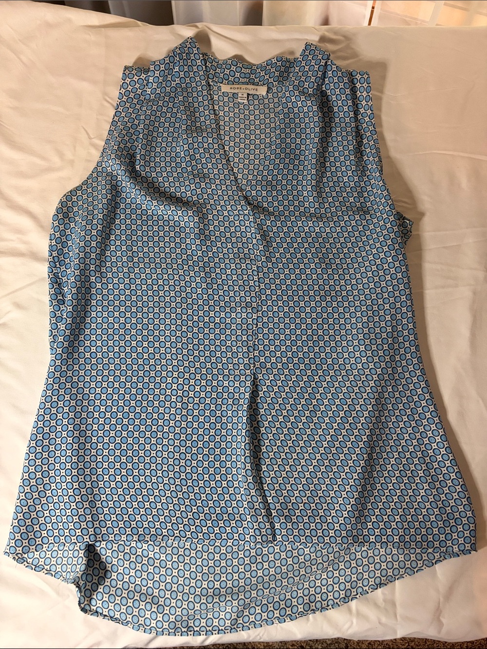 Rose & Olive Blue Printed V-Neck Sleeveless Camisole